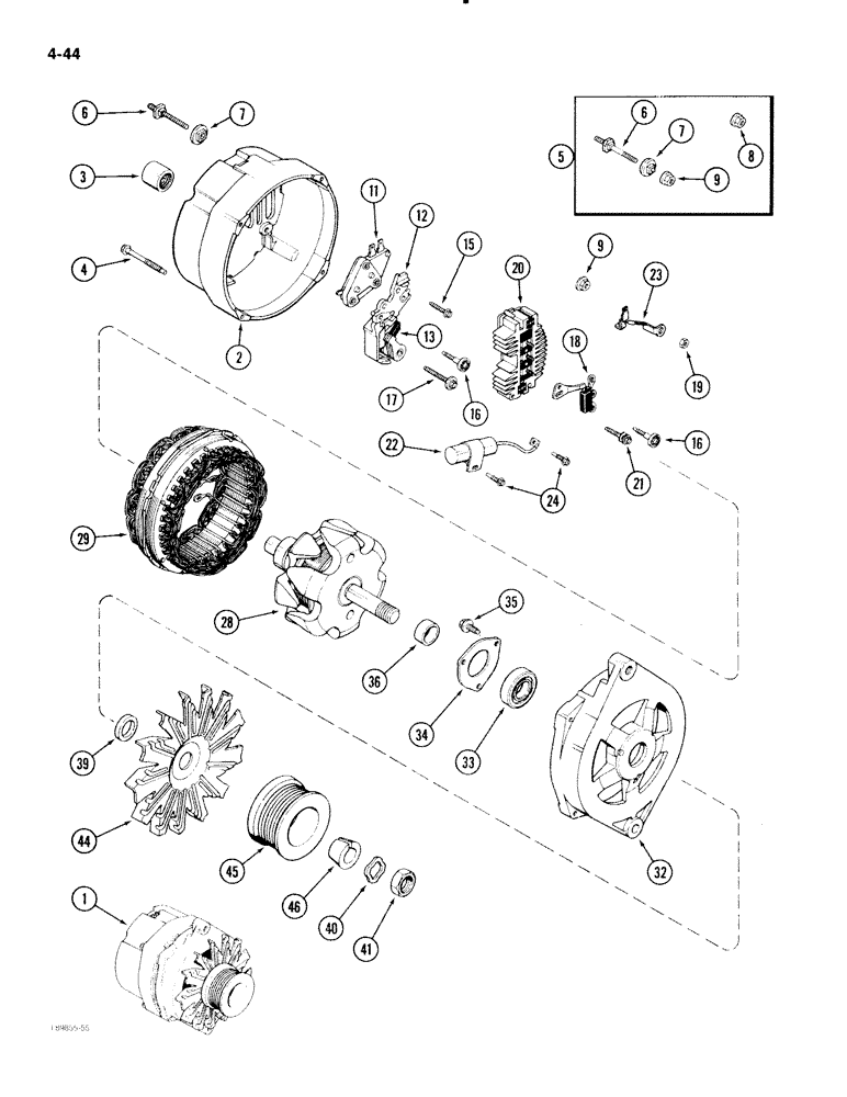 Схема запчастей Case IH 2096 - (4-044) - ALTERNATOR, DELCO 105 AMP (04) - ELECTRICAL SYSTEMS