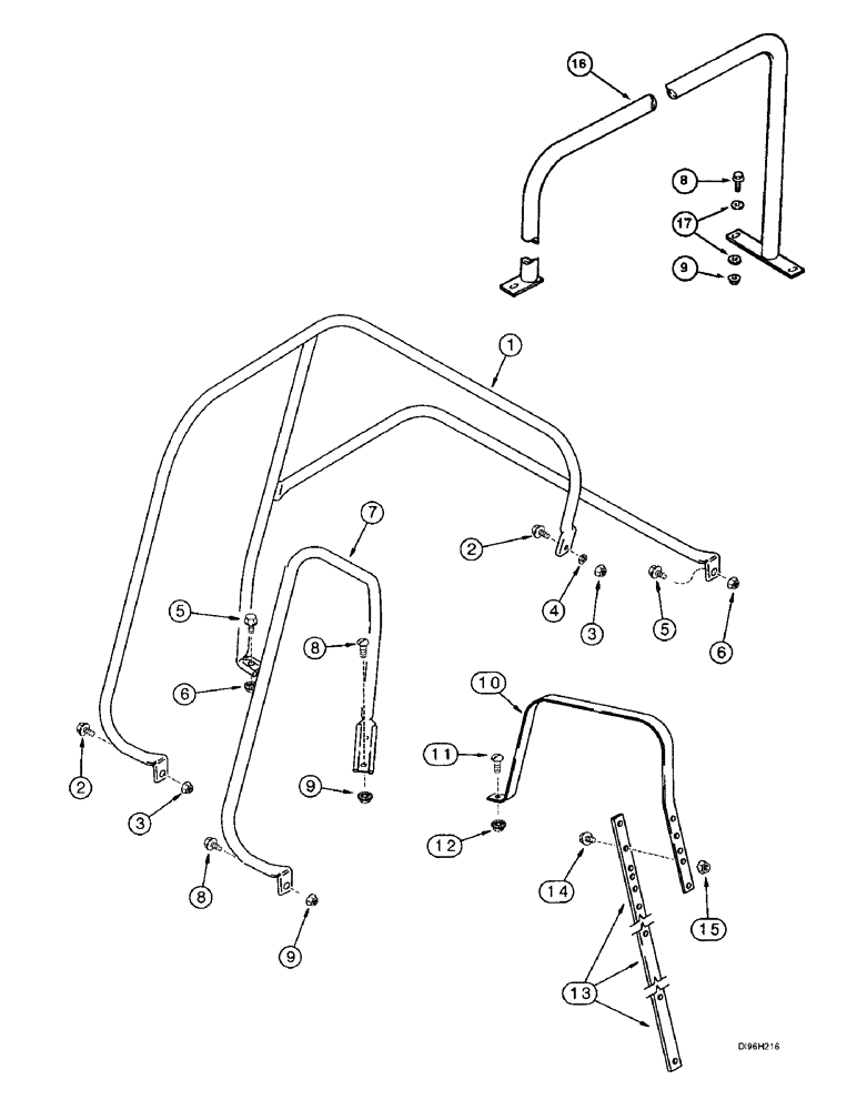 Схема запчастей Case IH 2188 - (9H-22) - SERVICE DECK HAND RAILS (12) - CHASSIS