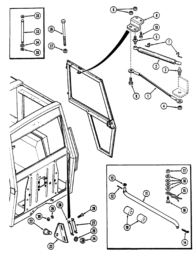 Схема запчастей Case IH 2590 - (9-368) - CAB, DOOR RETAINING PARTS (09) - CHASSIS/ATTACHMENTS