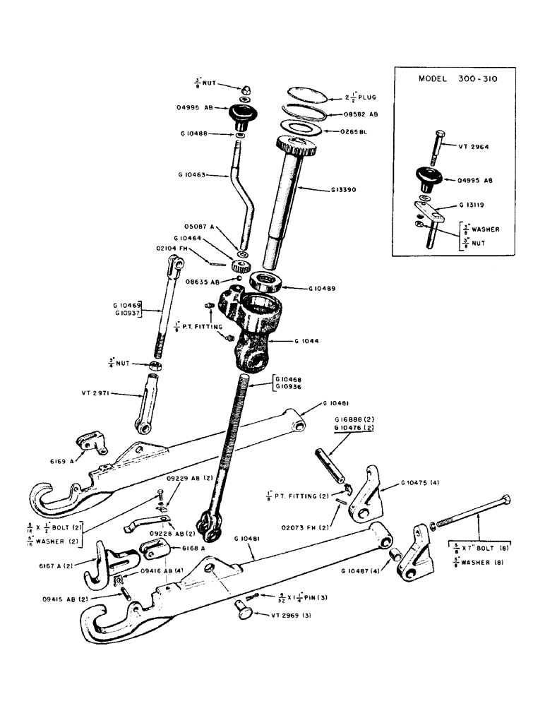 Схема запчастей Case IH 300-SERIES - (160) - EAGLE HITCH DRAFT ARMS AND LIFT LINKS, 300-301-310-311 (09) - CHASSIS