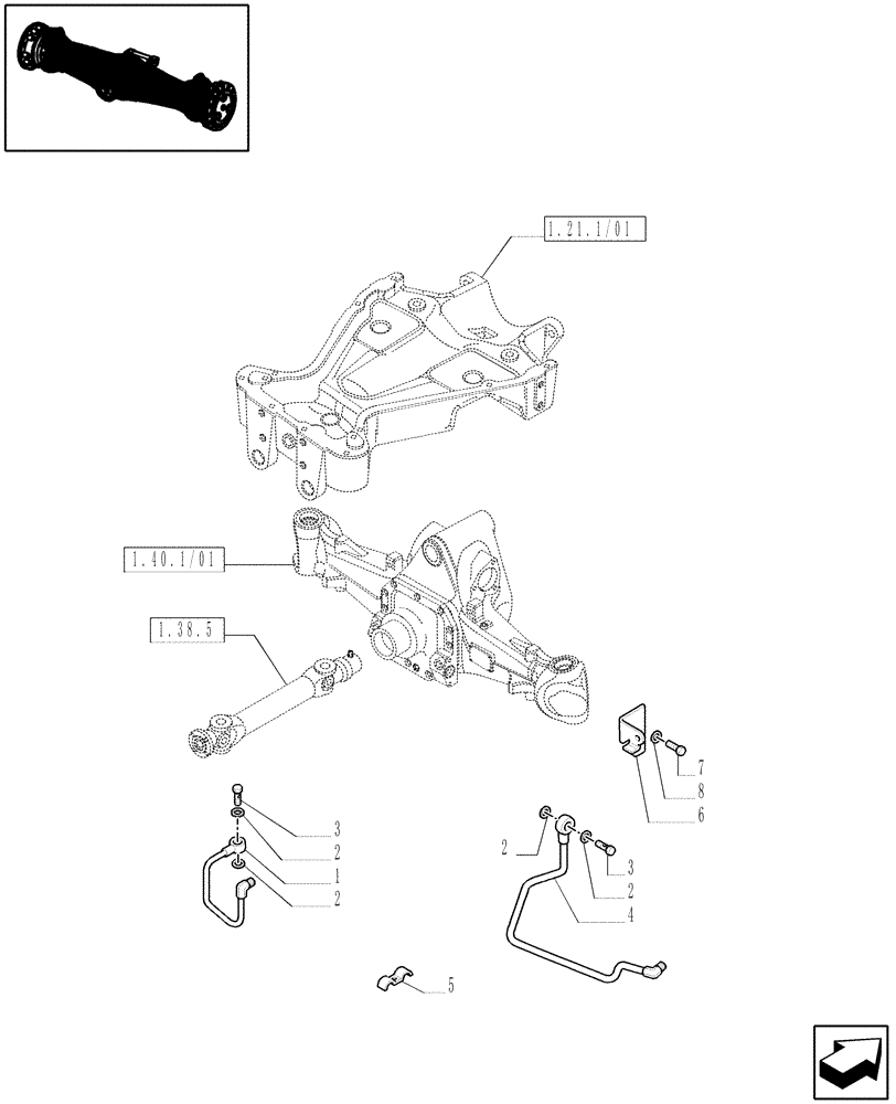 Схема запчастей Case IH JX1095N - (1.40.1) - 4WD FRONT AXLE (04) - FRONT AXLE & STEERING
