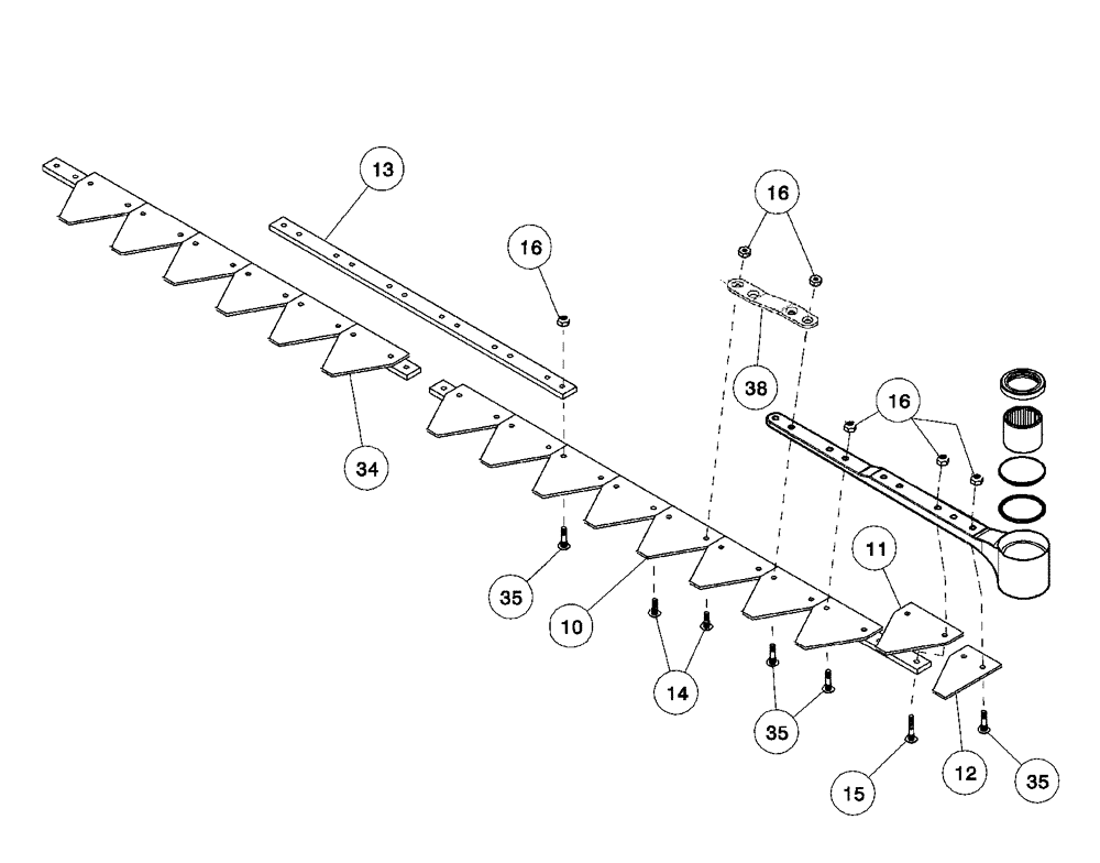 Схема запчастей Case IH 2052 - (09-13) - KNIFE ASSEMBLY - 25.0, 30.0 AND 36.0 FOOT HEADER, SERRATED FINE SICKLES (03) - CHASSIS/MOUNTED EQUIPMENT