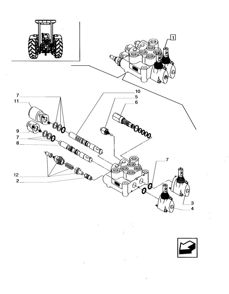Схема запчастей Case IH JX65 - (1.82.7/03A) - (VAR.413) 2 CONTROL VALVES (1 S/D + 1 DOUBLE ACTING W/FLOAT W/KICK OUT) - PARTS COMPONENTS (07) - HYDRAULIC SYSTEM