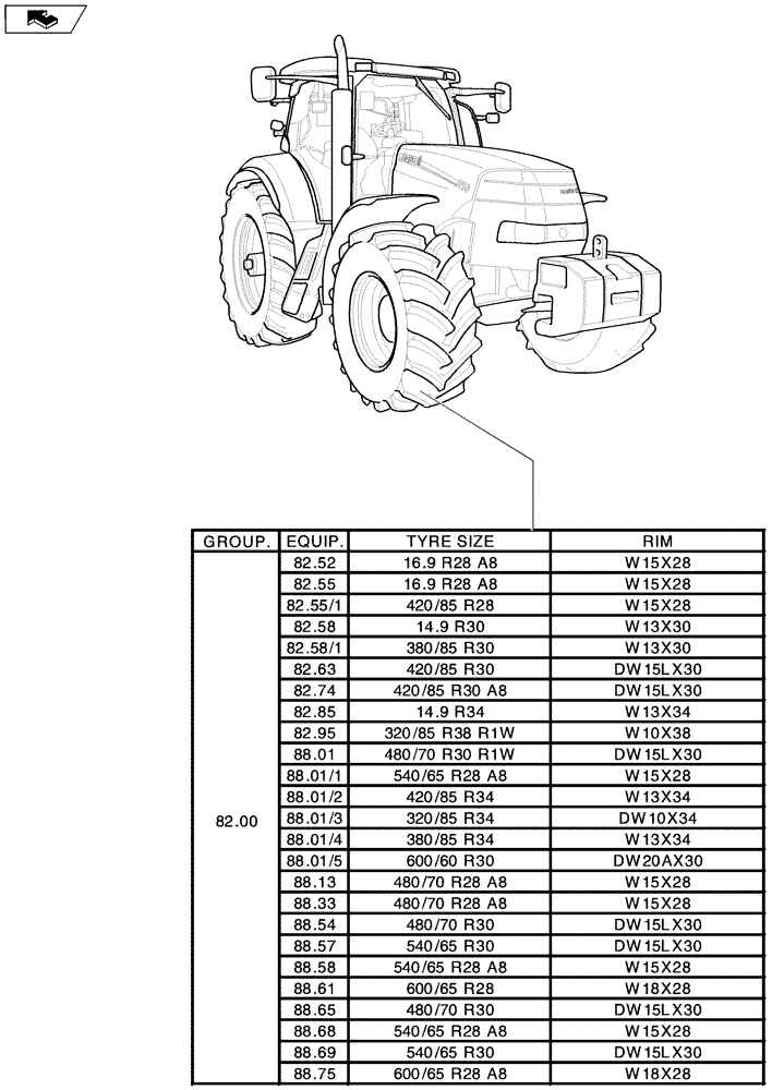Схема запчастей Case IH PUMA 165 - (SEC. 11[01]) - WHEELS / TRACKS (00) - GENERAL