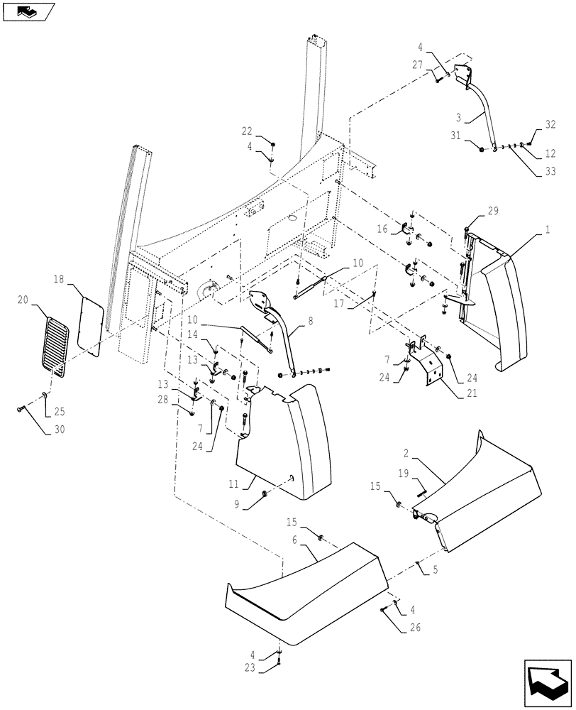 Схема запчастей Case IH WD1903 - (08.01) - SHIELDING, FRONT (08) - SHEET METAL
