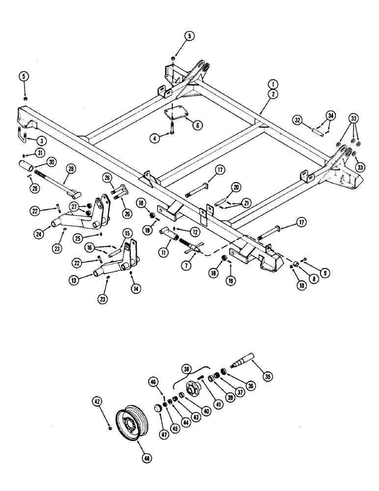Схема запчастей Case IH D39 - (12) - WING FRAMES & WHEELS, MODELS 414 & 468 