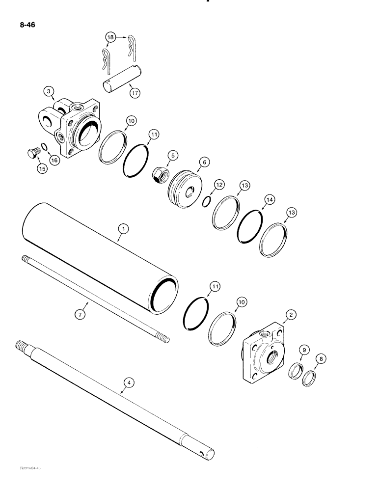 Схема запчастей Case IH 475 - (8-46) - WING LIFT CYLINDER- 84996C91 (08) - HYDRAULICS