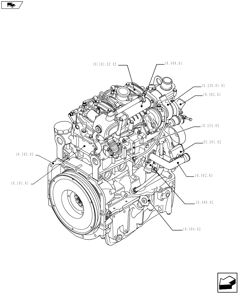 Схема запчастей Case IH F5AE5484B A002 - (10.000.01[02]) - PICTORIAL INDEX - ENGINE (10) - ENGINE