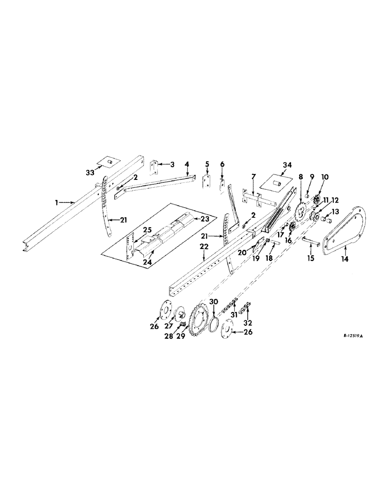 Схема запчастей Case IH 503 - (040) - REEL SUPPORT ARMS AND DRIVE, REEL DRIVE SHIELD ATTACHMENT (58) - ATTACHMENTS/HEADERS