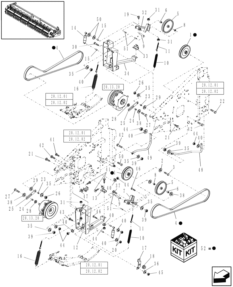 Схема запчастей Case IH 2020 - (20.03.12[1]) - DRIVE, BELT, 2020, DOUBLE DRIVE, 20 FT, [25 FT & 30 FT, BPIN CBJ021301] [INCLUDES ALL HAJ PINS] (58) - ATTACHMENTS/HEADERS