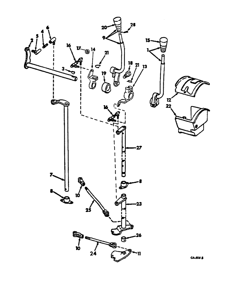 Схема запчастей Case IH 966 - (07-55) - DRIVE TRAIN, GEAR SHIFT LEVERS, GEAR DRIVE TRACTORS (04) - Drive Train