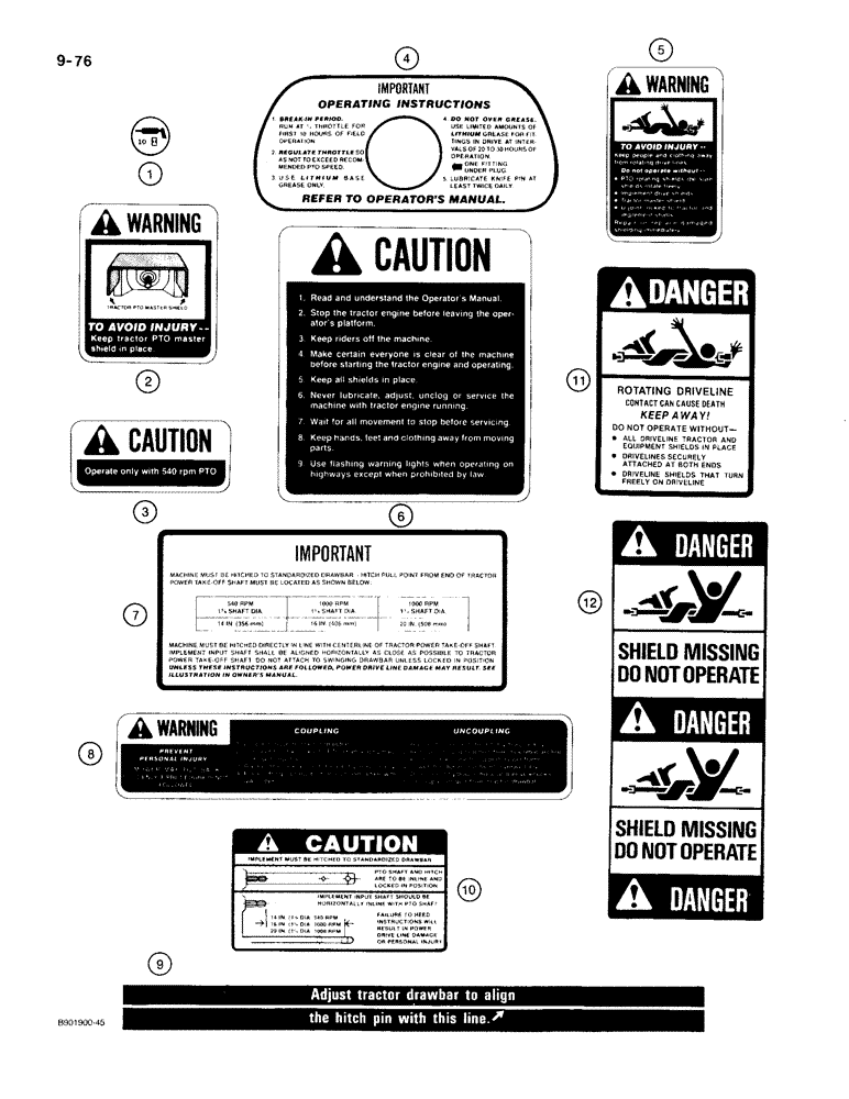 Схема запчастей Case IH 1100 - (9-76) - DECALS (09) - CHASSIS/ATTACHMENTS