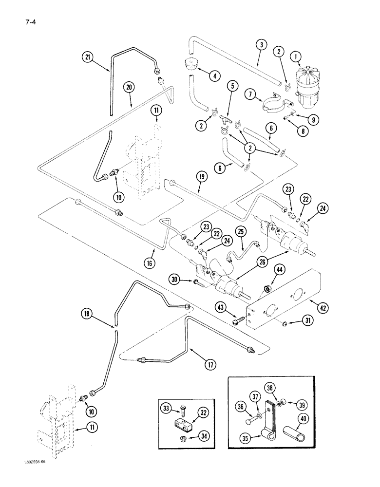 Схема запчастей Case IH 1822 - (7-04) - MASTER BRAKE CYLINDERS RESERVOIR CONNECTIONS AND MOUNTINGS (03) - POWER TRAIN