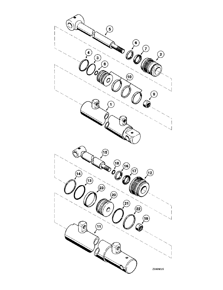 Схема запчастей Case IH 2455 - (8-44) - WELDED DOUBLE ACTING CYLINDERS, 2-3/4 ID X 47-1/2 INCH STROKE 