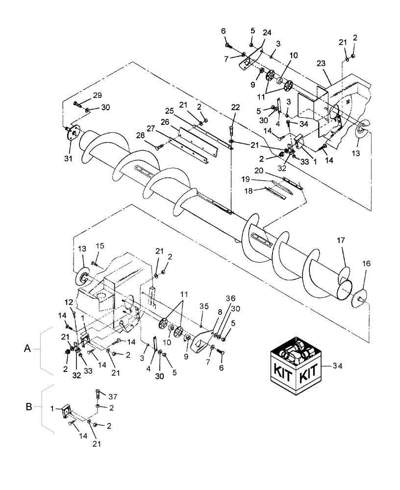 Схема запчастей Case IH RDX161 - (004[1]) - AUGER, PRIOR TO PIN HCA0016094 (58) - ATTACHMENTS/HEADERS
