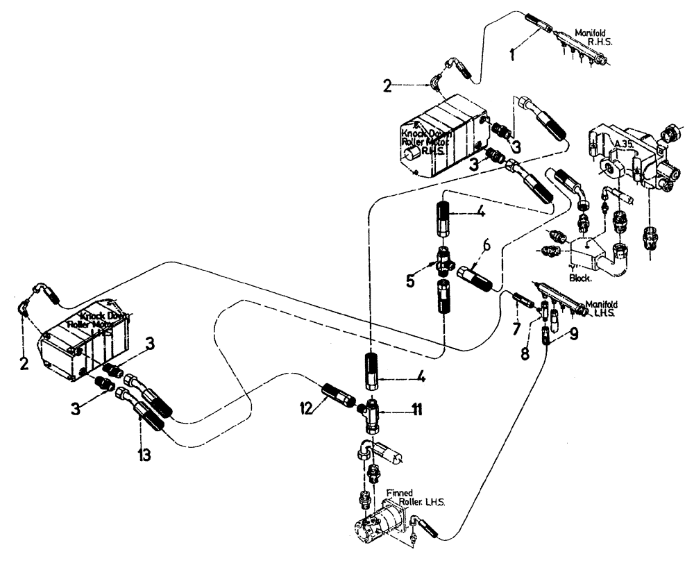 Схема запчастей Case IH 7700 - (B05[25]) - HYDRAULIC CIRCUIT, POWER KNOCKDOWN ROLLER Hydraulic Components & Circuits
