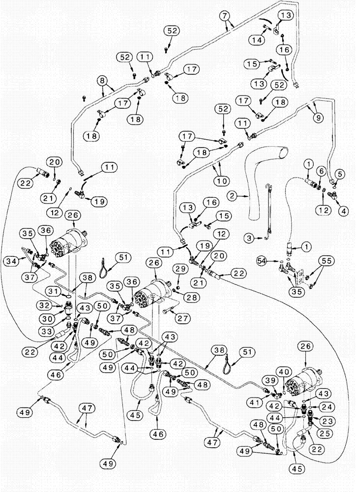 Схема запчастей Case IH 620 - (08-25) - COMPACTOR AUGER DRIVE MOTOR SUPPLY AND RETURN LINES (07) - HYDRAULICS