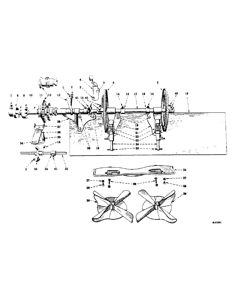Схема запчастей Case IH 5 - (Y-2) - MAIN DRIVE SHAFTS, ENDGATE, AND FANS 