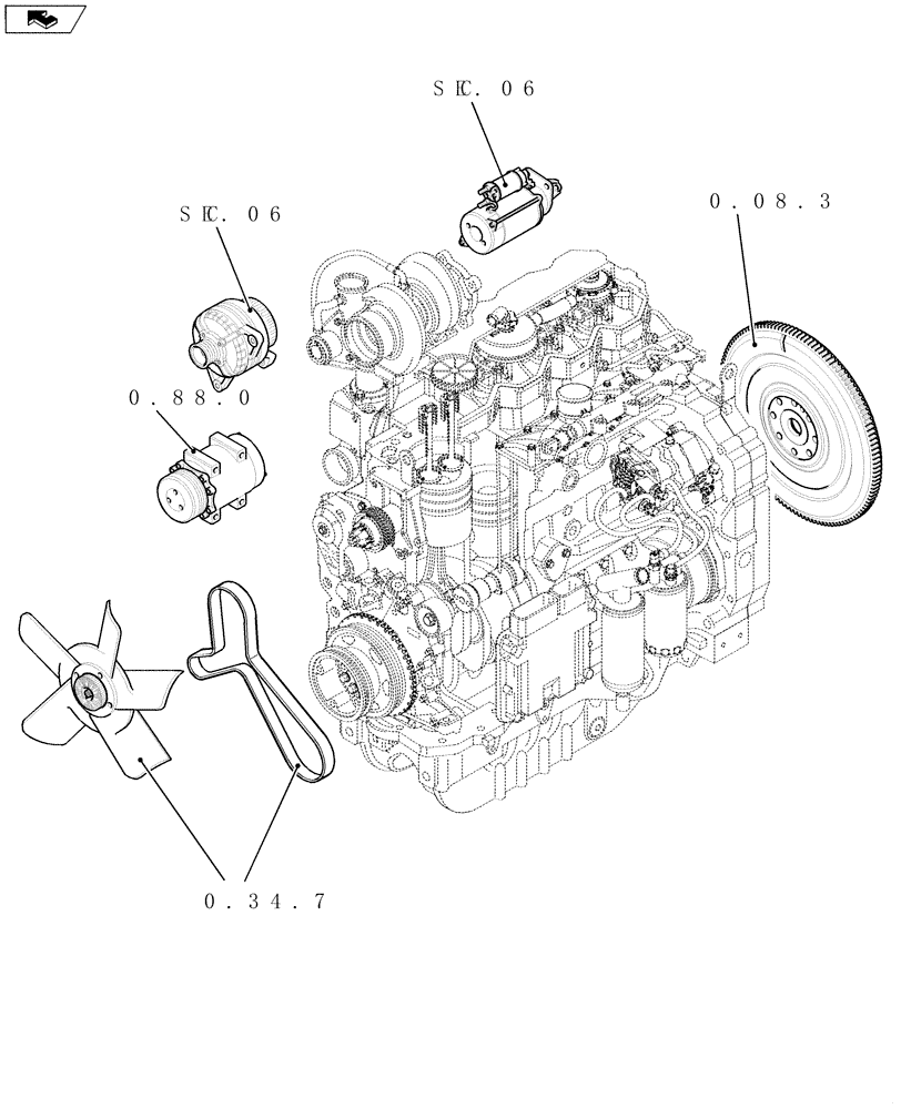 Схема запчастей Case IH MAXXUM 115 - (SEC. 01[02]) - ENGINE (00) - GENERAL