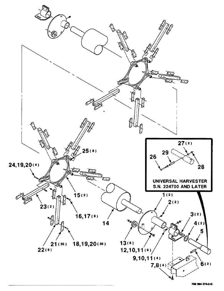 Схема запчастей Case IH 8830 - (3-14) - REEL MOUNTING AND CAM ASSEMBLY, 15 FOOT, PICKUP (58) - ATTACHMENTS/HEADERS