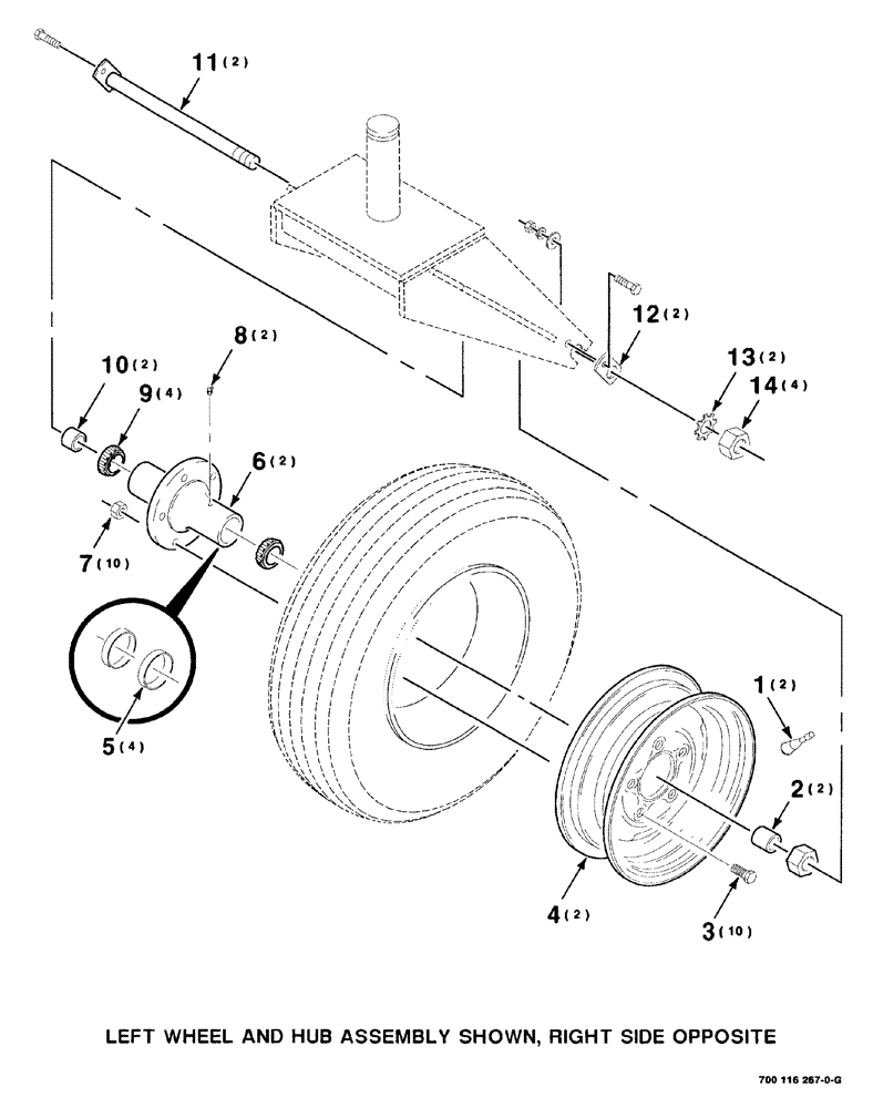 Схема запчастей Case IH 8840 - (07-054) - TAIL WHEEL AND HUB ASSEMBLY (44) - WHEELS