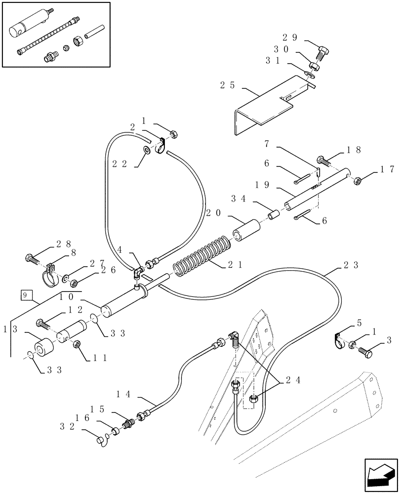 Схема запчастей Case IH LBX421S - (07.04[01]) - PICK-UP LIFTING SYSTEM (07) - HYDRAULIC SYSTEM