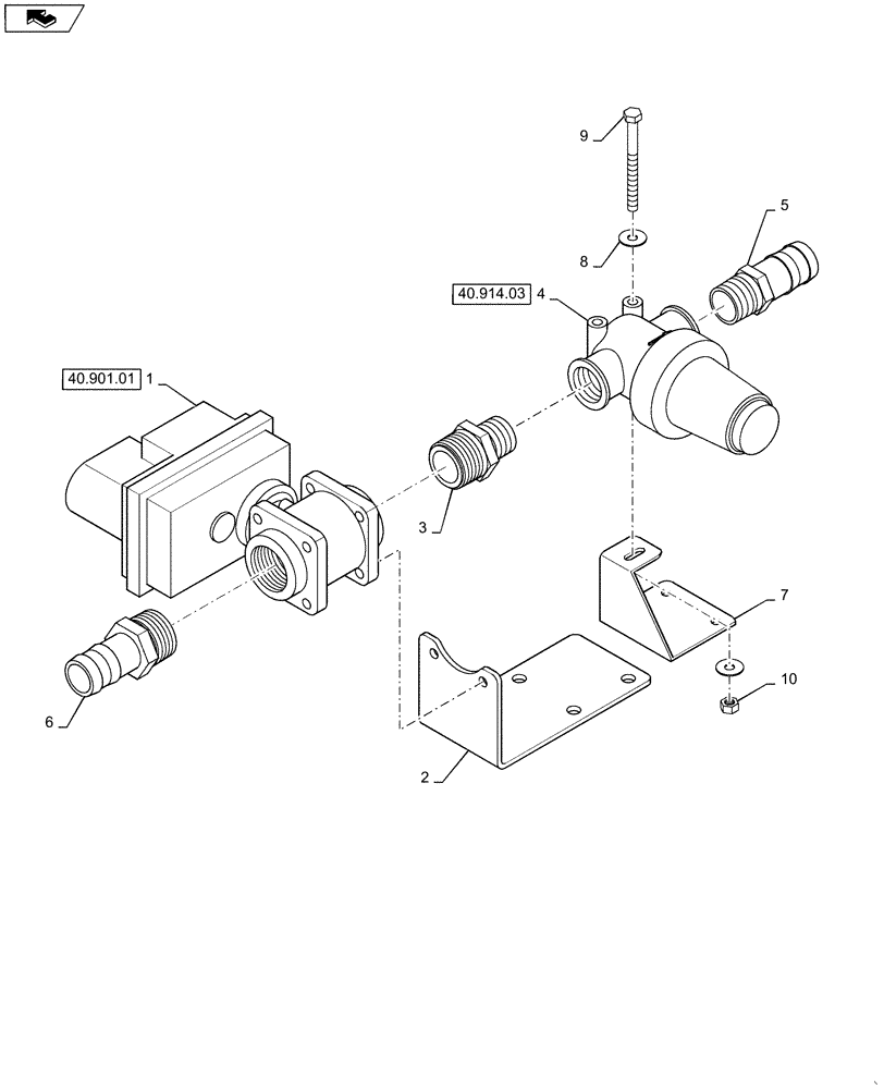 Схема запчастей Case IH 4430 - (40.910.16) - CENTER SECTION VALVE GROUP, 5 SECTION, 90 BOOM (40 ) - PLUMBING