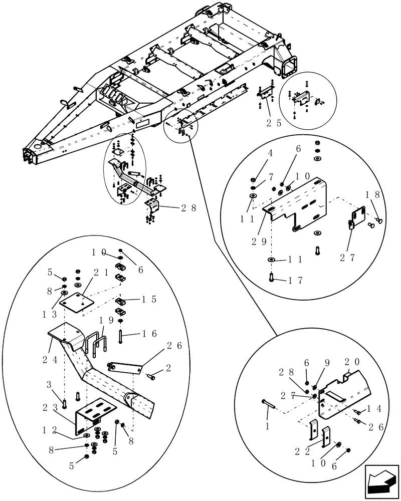 Схема запчастей Case IH ADX3430 - (E.10.C[06]) - REAR FRAME HOSE TRAYS AND INTERMEDIATE MANIFOLD SUPPORT (APN CBJ0005380 [3380] & CBJ0019030 [3430]) E - Body and Structure