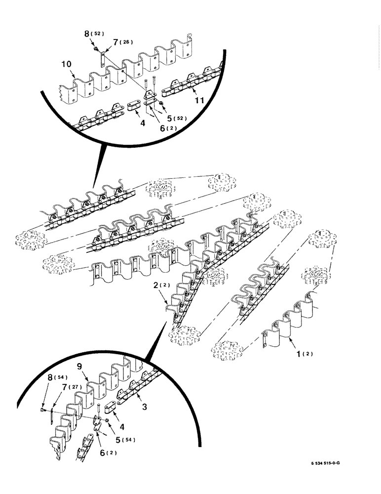 Схема запчастей Case IH 8750 - (3-12) - GATHERING CHAIN ASSEMBLY (58) - ATTACHMENTS/HEADERS
