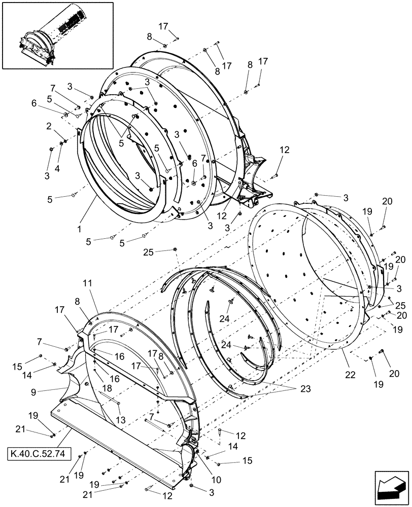 Схема запчастей Case IH AFX8010 - (K.25.K) - TRANSITION CONE K - Crop Processing