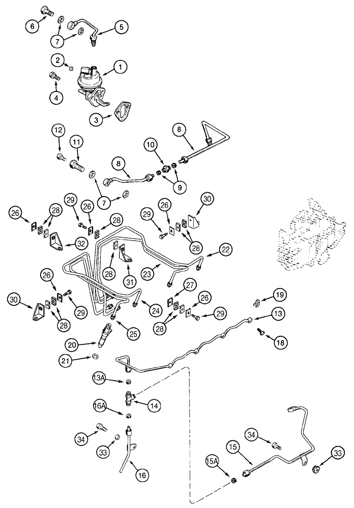 Схема запчастей Case IH 85XT - (03-08) - FUEL INJECTION SYSTEM NORTH AMERICA/EUROPE, 4-390 EMISSIONS CERTIFIED ENGINE (03) - FUEL SYSTEM