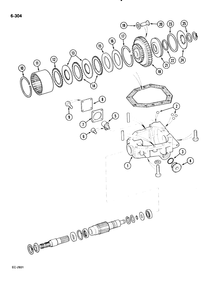 Схема запчастей Case IH 885 - (6-304) - TRANSFER GEARBOX, 4 WHEEL DRIVE P.I.N. 18001 AND AFTER, APL-330 FRONT AXLE (06) - POWER TRAIN