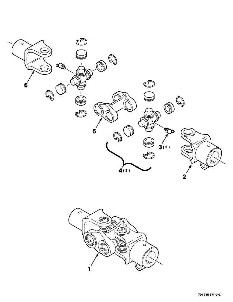 Схема запчастей Case IH RS551 - (2-10) - U-JOINT ASSEMBLY, DOUBLE Driveline