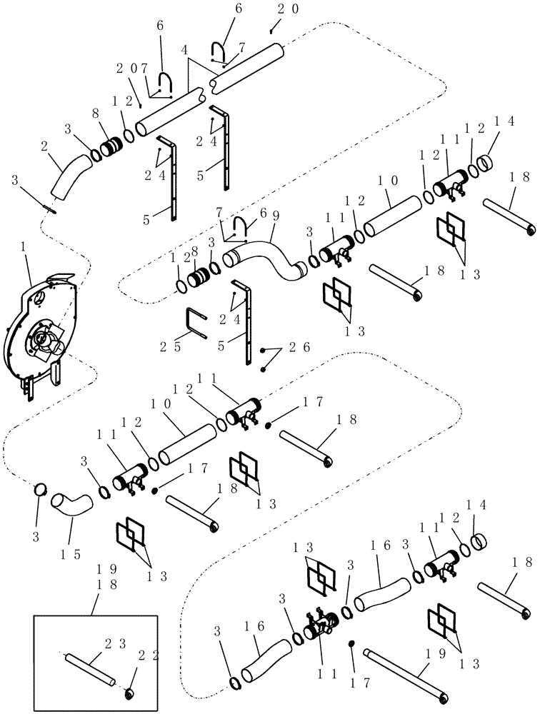 Схема запчастей Case IH 1200PT - (L.10.E[11]) - VACUUM AIR SYSTEM - 12 ROW (ASN CBJ025654) L - Field Processing