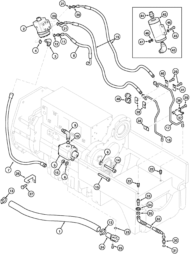 Схема запчастей Case IH CX90 - (05-05) - STEERING PIPES FRONT (05) - STEERING