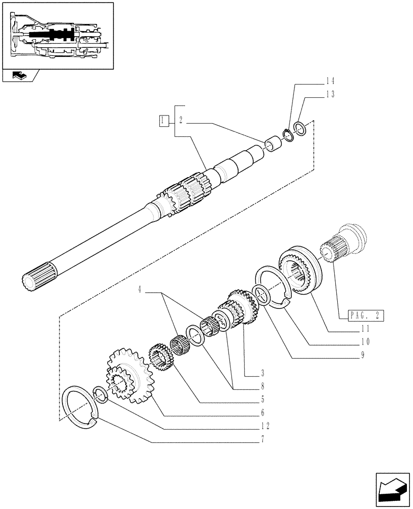 Схема запчастей Case IH FARMALL 90 - (1.28.1/01[01]) - 20X12 TRANSMISSION WITH SYNCHRO SHUTTLE AND CREEPER - SHAFTS AND GEARS (VAR.335113-335115-336115-743904) (03) - TRANSMISSION