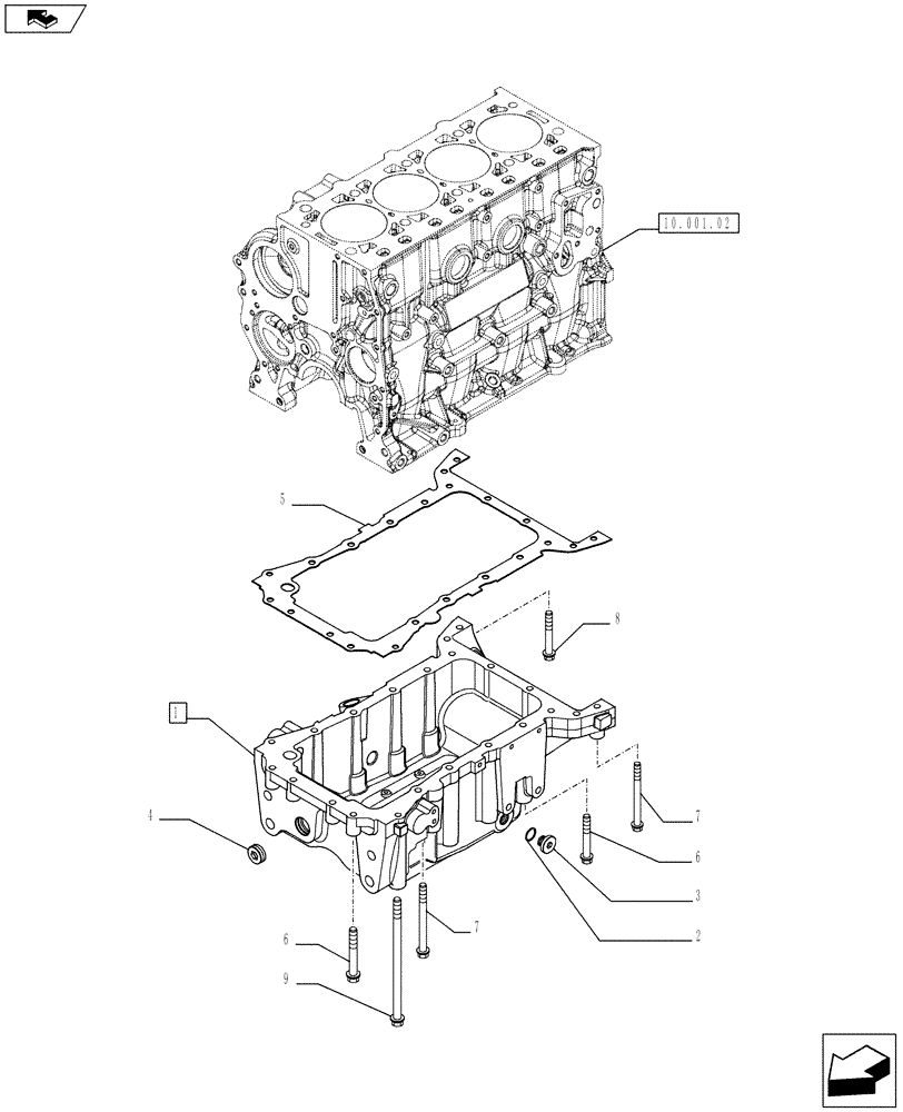 Схема запчастей Case IH F5AE9454L A002 - (10.102.01) - ENGINE OIL PAN (10) - ENGINE