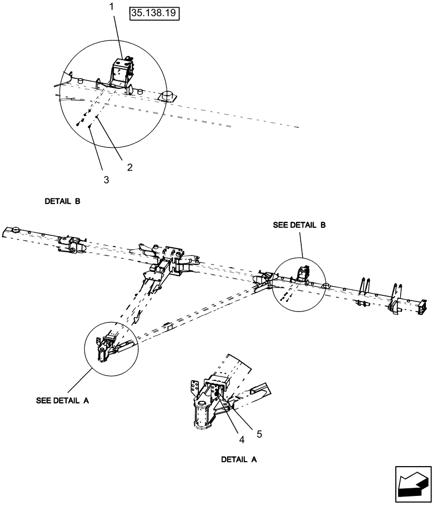 Схема запчастей Case IH 1250 - (35.138.02) - HYDRAULICS - MULTI-VALVE MOUNT, PTO - 12 ROW AND 16 ROW (35) - HYDRAULIC SYSTEMS