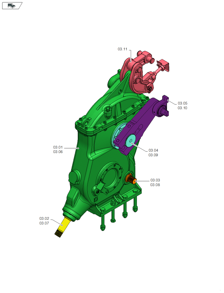 Схема запчастей Case IH LB333R - (03.00[01]) - PICTORIAL OVERVIEW 1/1 - MAIN GEARBOX (03) - MAIN GEARBOX