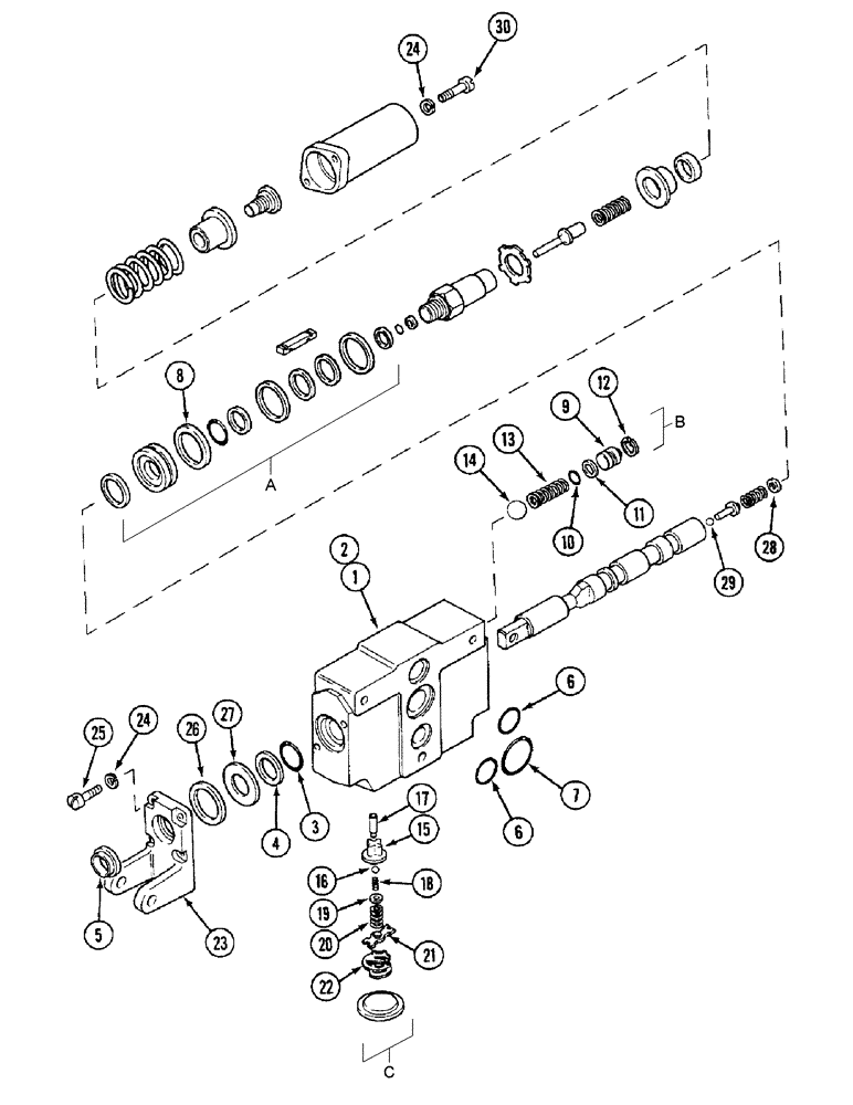 Схема запчастей Case IH 585 - (8-452) - AUXILIARY VALVE, BOSCH, P.I.N. 18001 AND AFTER (08) - HYDRAULICS