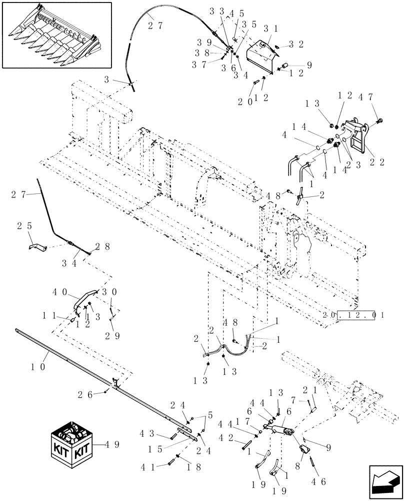 Схема запчастей Case IH 2412-30 - (20.07.01) - HYDRAULIC CONTROL, DECK PLATES, 20" & 22" (58) - ATTACHMENTS/HEADERS