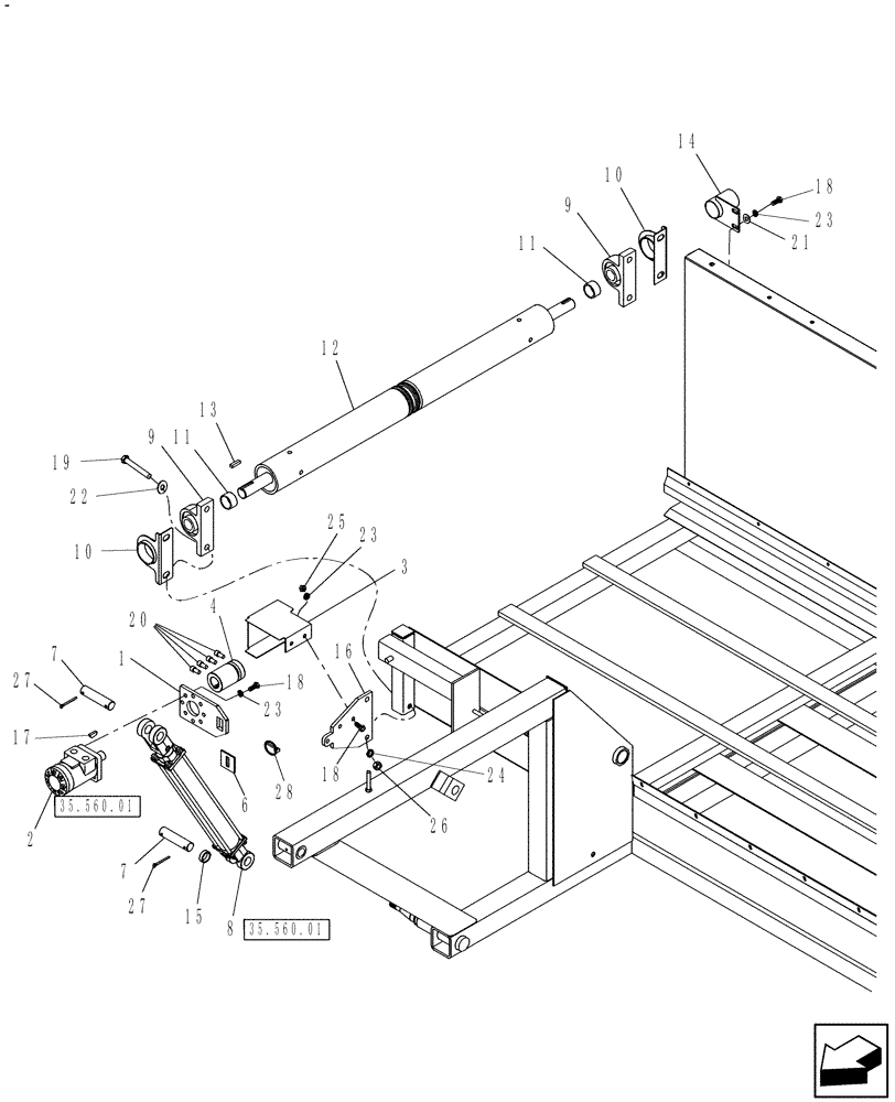 Схема запчастей Case IH CM109 - (60.500.01[01]) - CONVEYOR, RH, MAINFRAME (60) - PRODUCT FEEDING