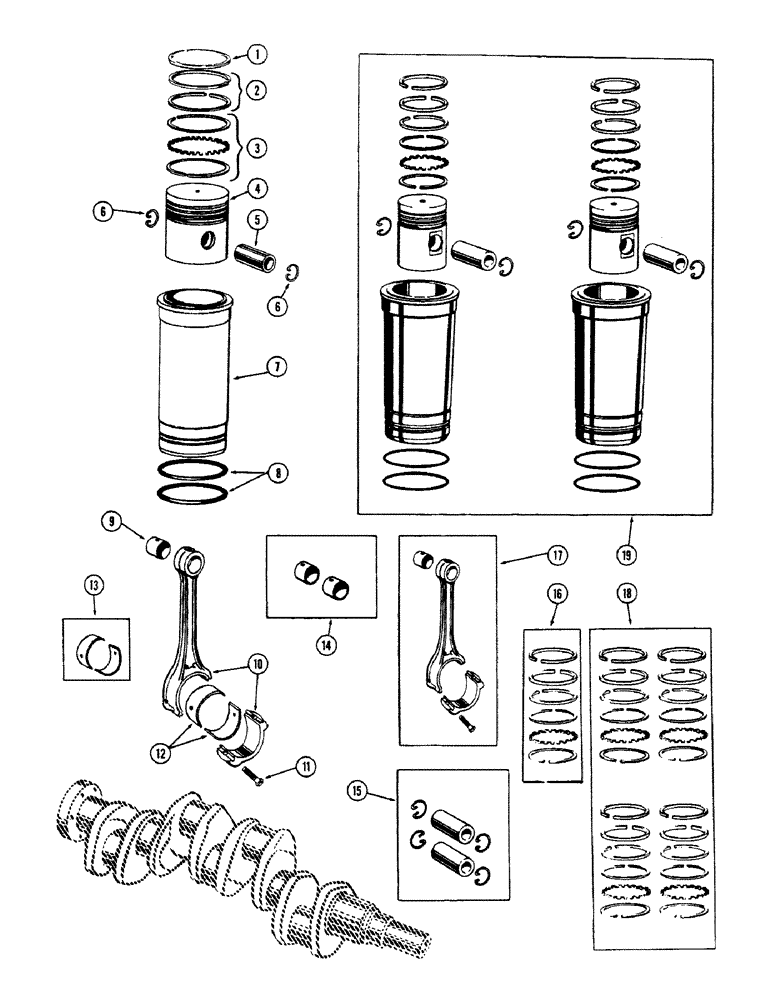 Схема запчастей Case IH 1010 - (408) - PISTONS, SLEEVES AND CONNECTING RODS, 284 SPARK IGNITION ENGINE (10) - ENGINE