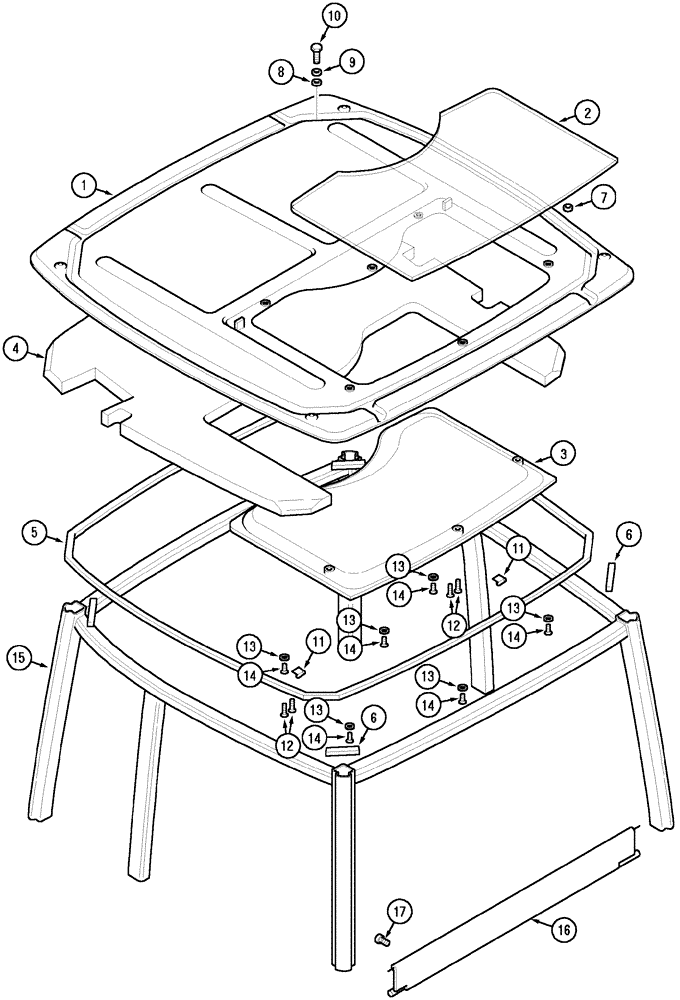 Схема запчастей Case IH CX60 - (09-20) - ROOF FRAME LP CAB (09) - CHASSIS/ATTACHMENTS