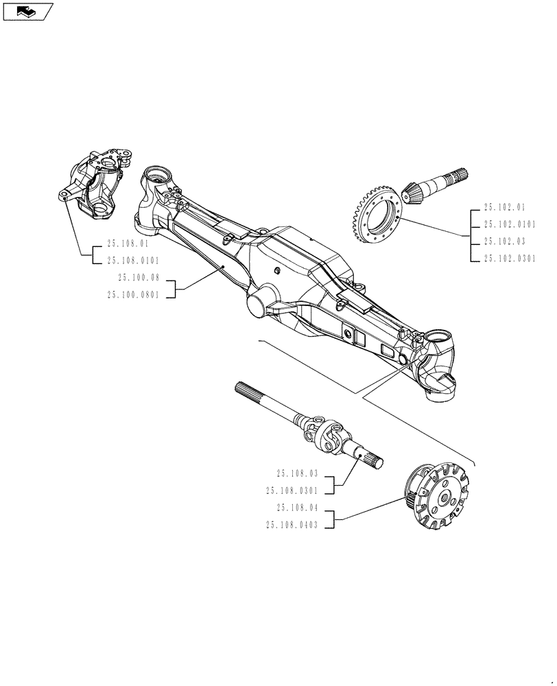 Схема запчастей Case IH PUMA 185 - (25.000.00[02]) - PICTORIAL INDEX - FRONT MECHANICAL DRIVE (25) - FRONT AXLE SYSTEM
