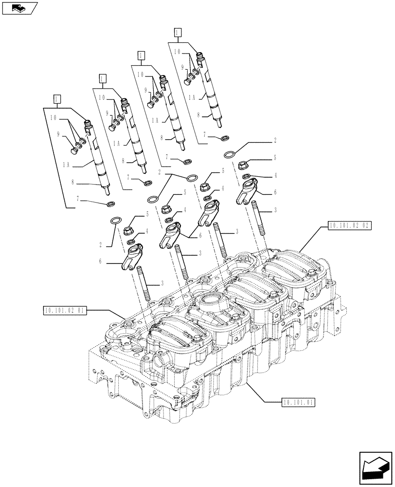 Схема запчастей Case IH F5AE5484C A002 - (10.218.02) - INJECTION EQUIPMENT - INJECTOR (10) - ENGINE