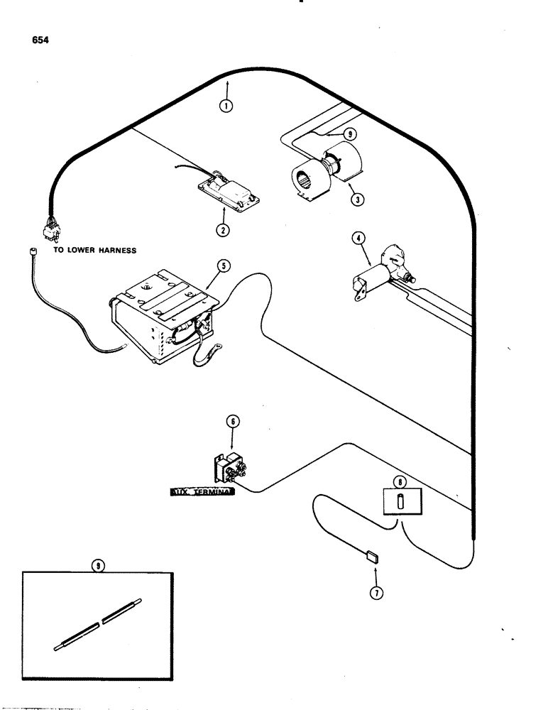 Схема запчастей Case IH 1070 - (0654) - CAB, ELECTRICAL EQUIPMENT AND WIRING, PLENUM, USED PRIOR TO CAB SERIAL NUMBER 7814176 (09) - CHASSIS/ATTACHMENTS