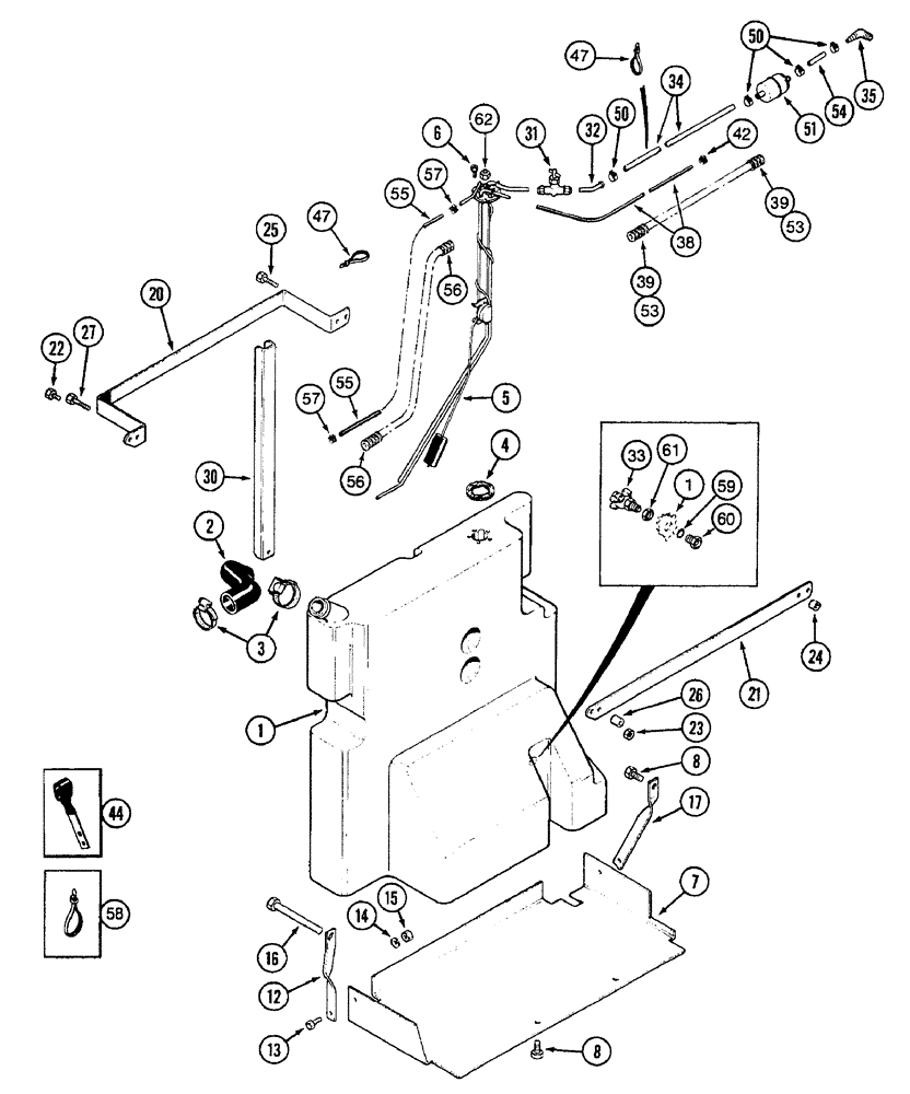 Схема запчастей Case IH 7250 - (3-056) - AUXILLARY FUEL TANK AND FUEL LINES, PRIOR TO TRACTOR PIN JJA0064978 (03) - FUEL SYSTEM