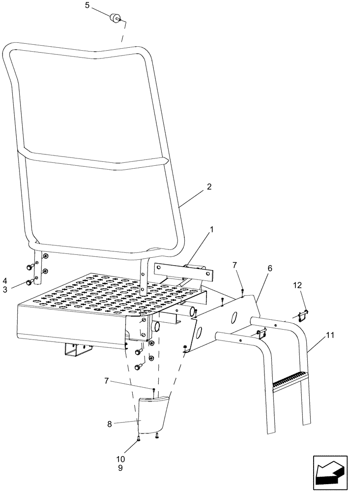 Схема запчастей Case IH 6130 - (90.118.12) - PLATFORM - LADDER, RIGHT HAND (90) - PLATFORM, CAB, BODYWORK AND DECALS