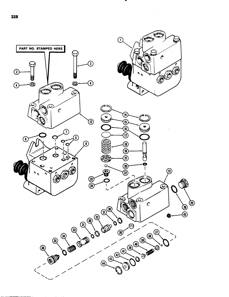 Схема запчастей Case IH 1070 - (0328) - A65720 POWER BRAKE VALVE, PART NUMBER STAMPED ON COVER (07) - BRAKES